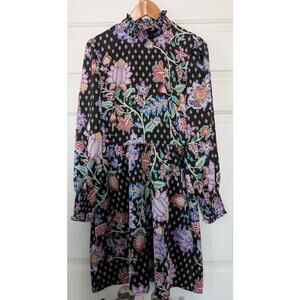 Loft Dark Floral High Neck Dress